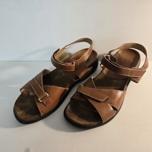 Mephisto Size 8 (39) Tan Leather Adjustable Strappy Block Heel Sandals